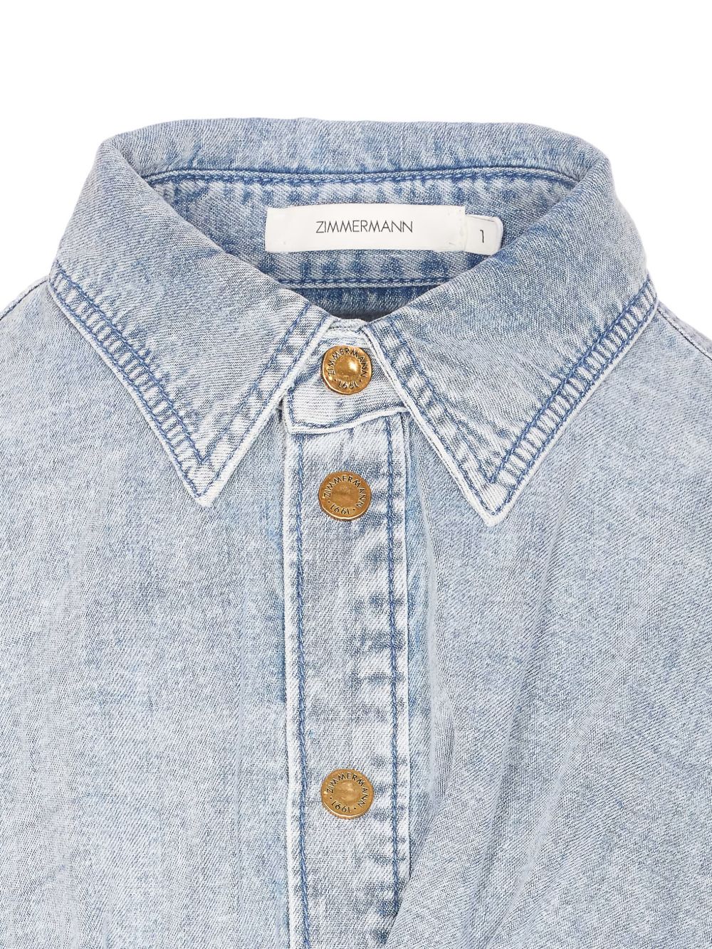Zimmermann Rebellion Denim Tie Shirt Clear Blue