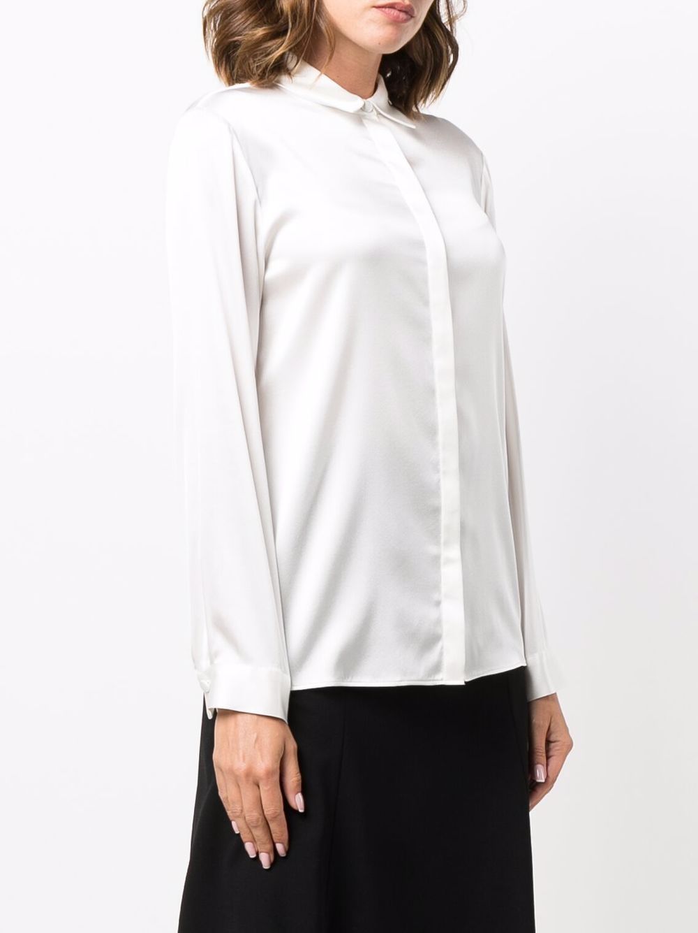 Emporio Armani Long-Sleeve Silk Shirt White