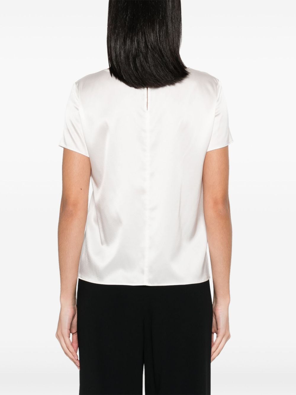 Emporio Armani Stretch Silk Round-Neck Top White