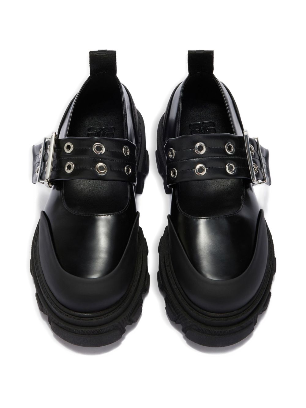 Ganni Flat Cleated Strap Ballets Black