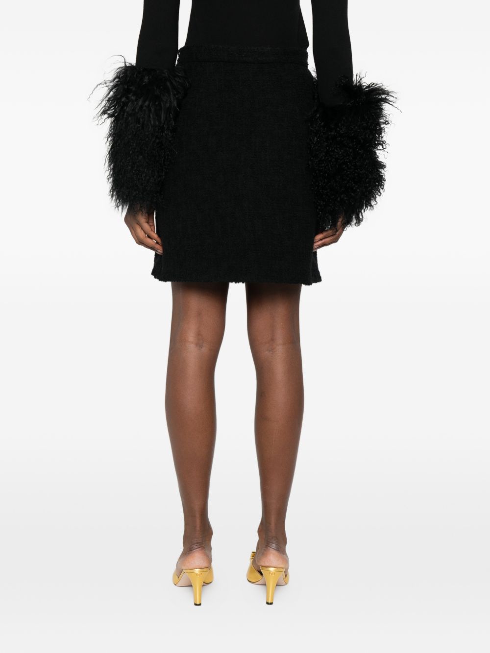 Valentino Wool Mini Skirt Gold Black black