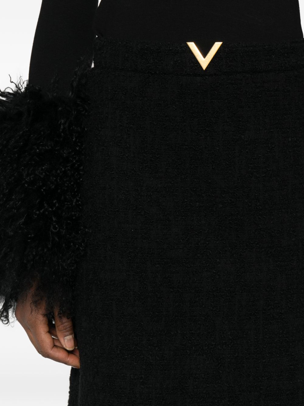 Valentino Wool Mini Skirt Gold Black black