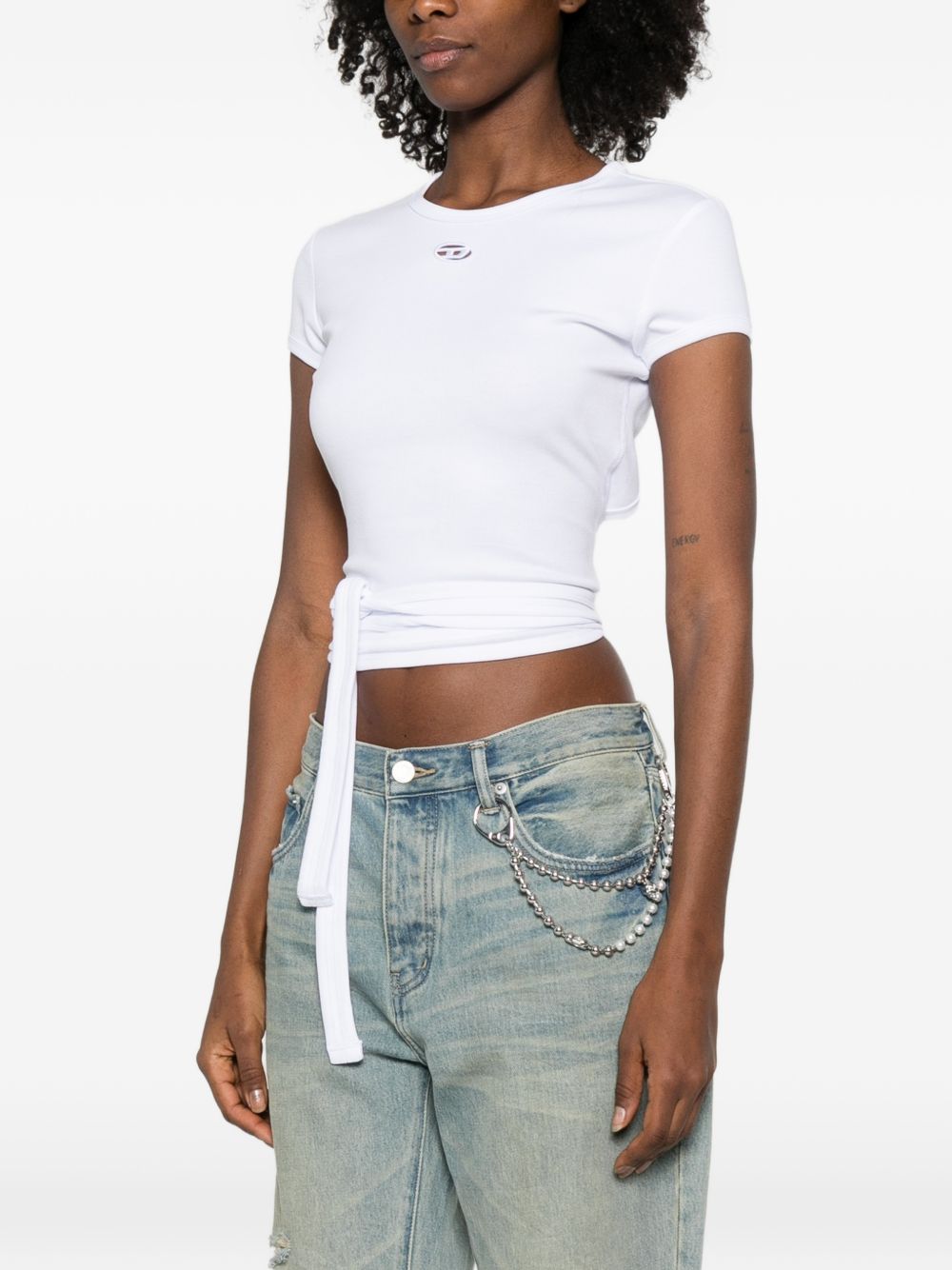 Diesel Logo-Tie Cotton T-Shirt White