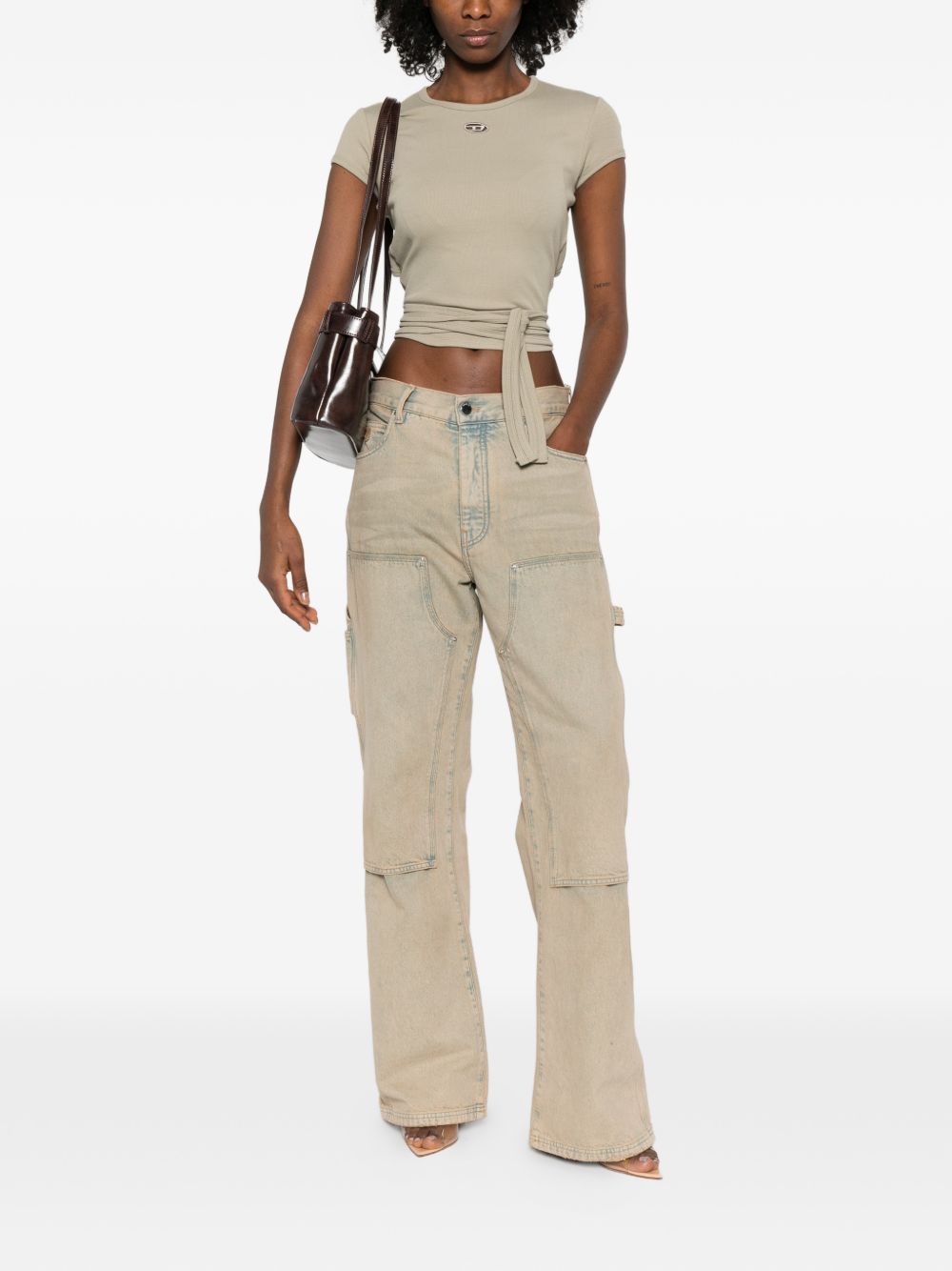 Diesel Tonal Logo Waist Tie T-shirt Green