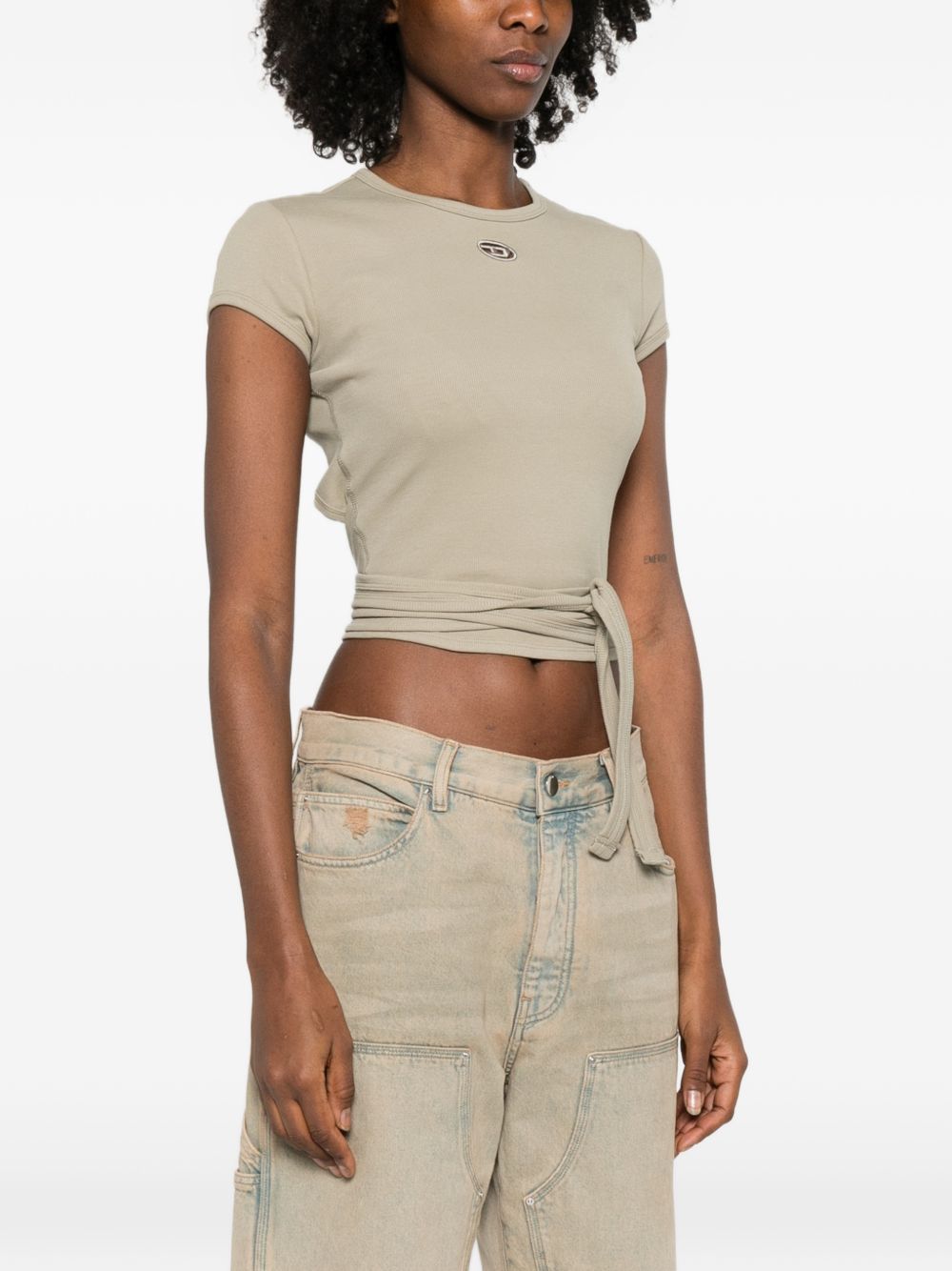 Diesel Tonal Logo Waist Tie T-shirt Green