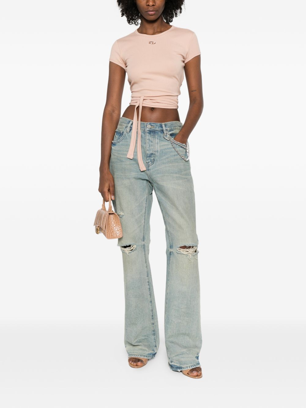 Diesel Waist Tie Cotton T-Shirt Powder powder