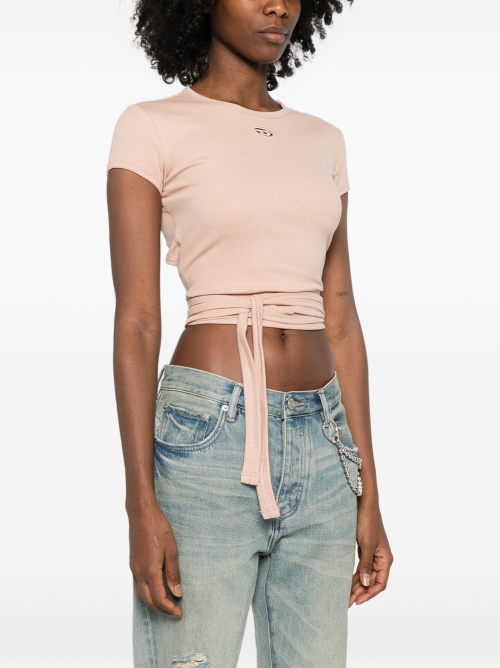 Diesel Waist Tie Cotton T-Shirt Powder powder