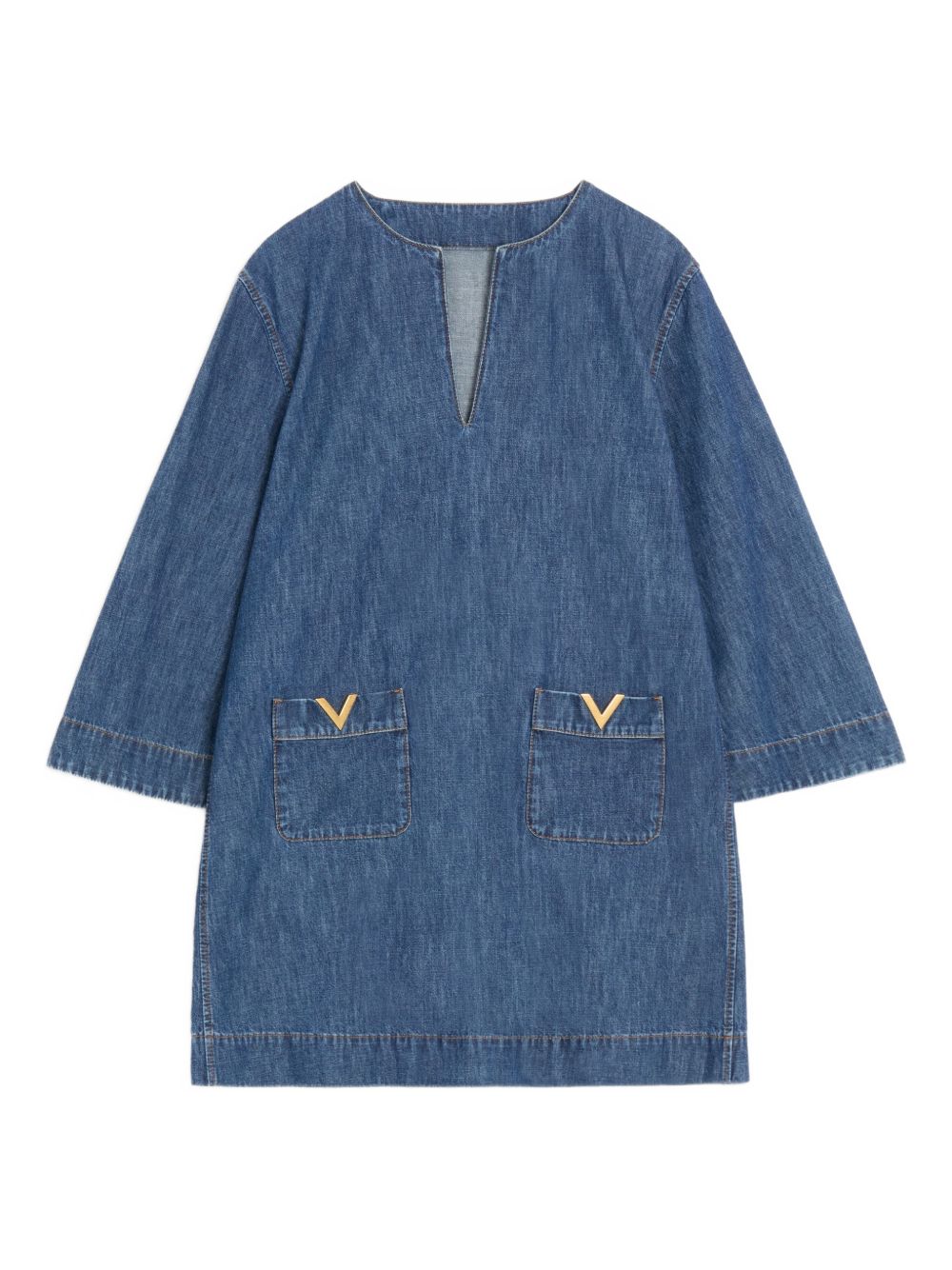 Valentino VLogo Denim Short Dress Blue