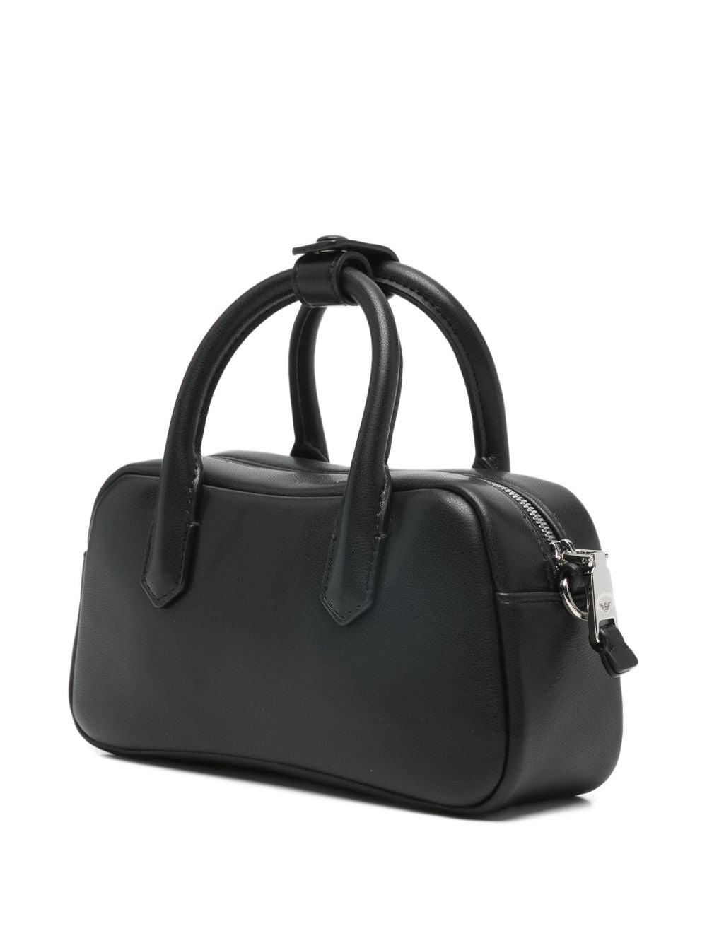 Emporio Armani Soft Leather Mini Bowling Bag Black