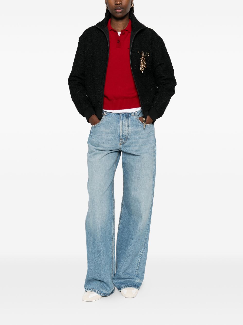 Emporio Armani Tweed Blouson Jacket Black