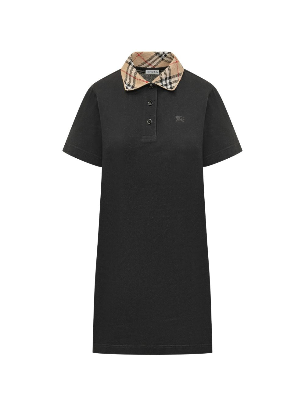 Burberry Check Collar Cotton Mini Dress Black
