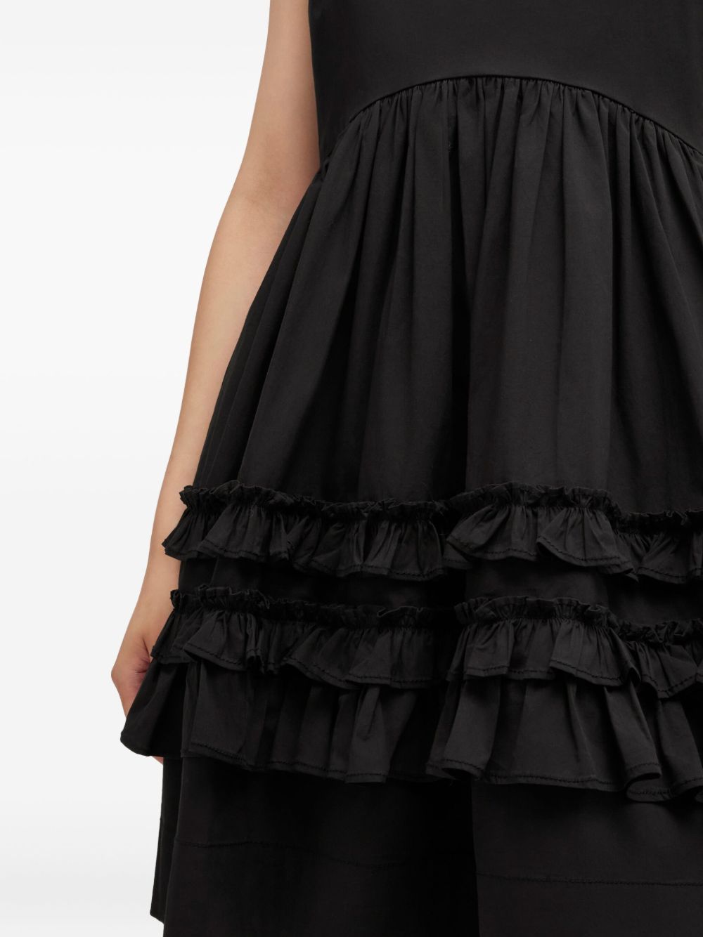 Ganni Ruffled Tiered Mini Dress Black black