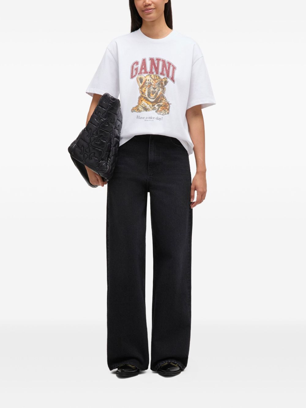 Ganni Baby Tiger Organic Cotton T-shirt White