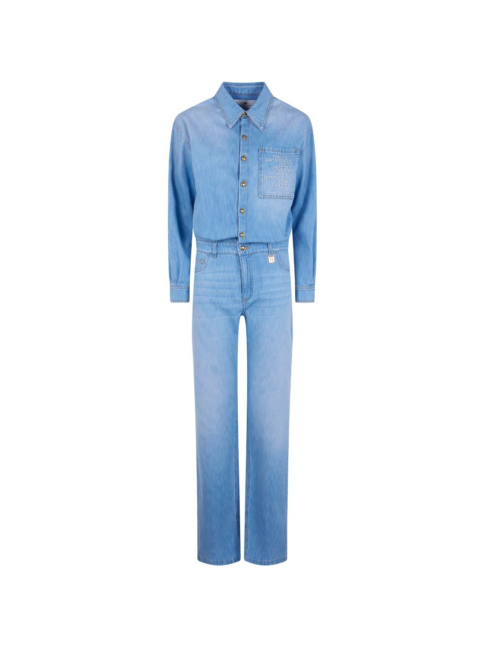 Elisabetta Franchi Denim Cotton Jumpsuit Clear Blue