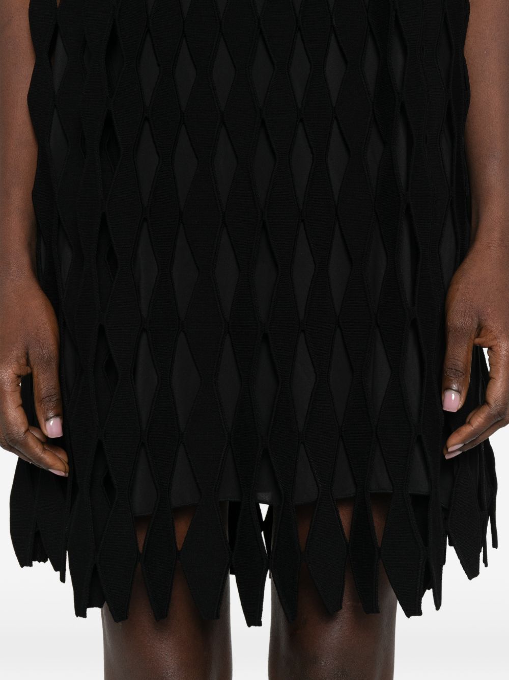 Emporio Armani Diamond Open-Knit Mini Dress Black