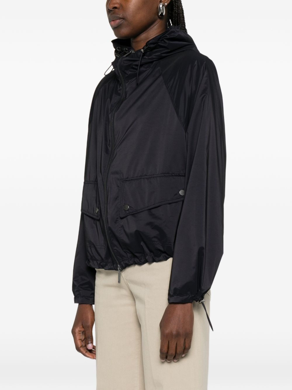 Emporio Armani Short Nylon Zip Jacket Blue