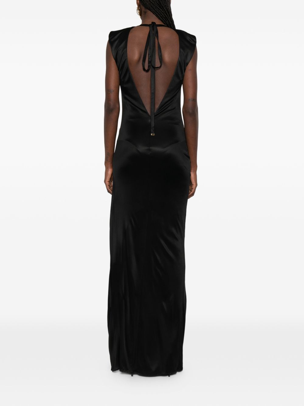 Elisabetta Franchi Long Viscose Evening Dress Black