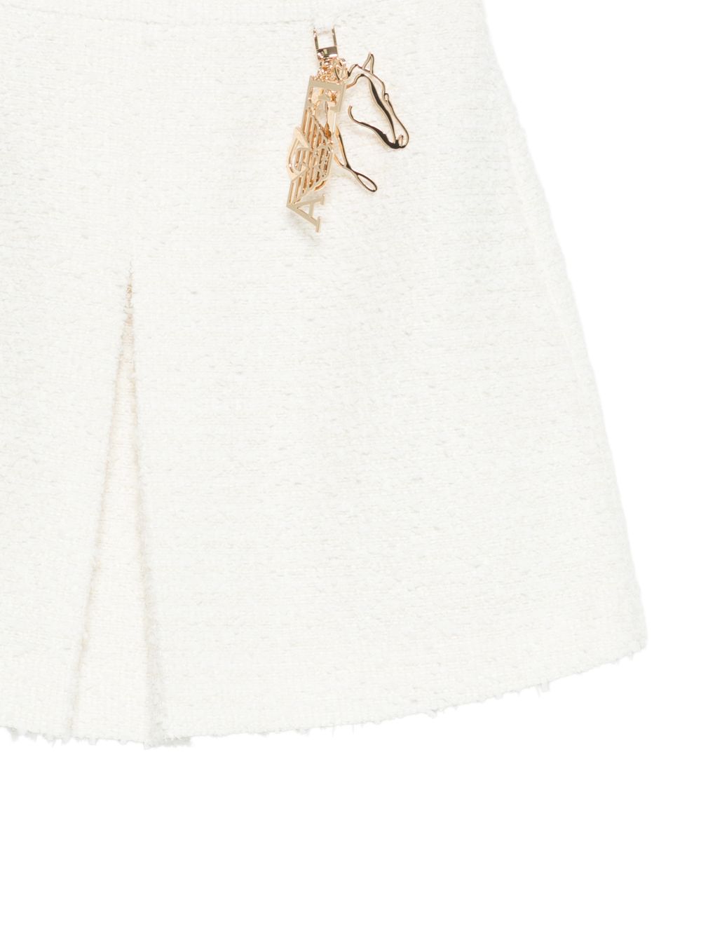 Emporio Armani Textured Tweed Mini Skirt White