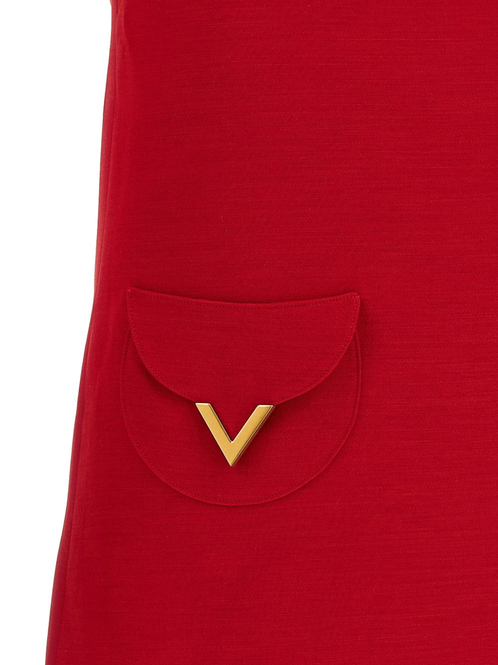 Valentino VLogo Signature Wool Silk Dress Red