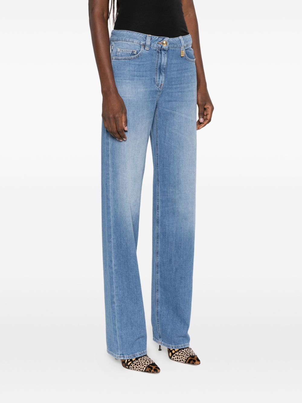 Elisabetta Franchi High-Waist Straight Jeans Clear Blue
