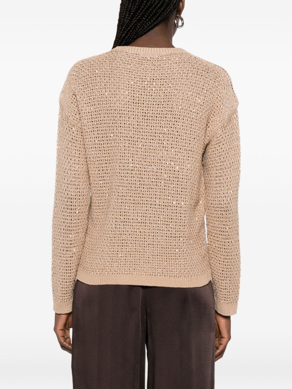Fabiana Filippi Crewneck Sequin Sweater Beige beige