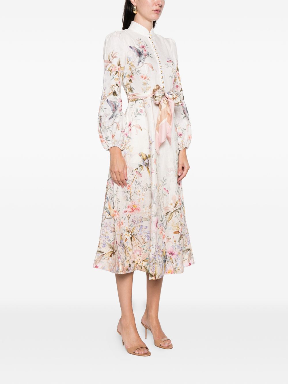 Zimmermann Rebellion Printed Midi Dress Beige