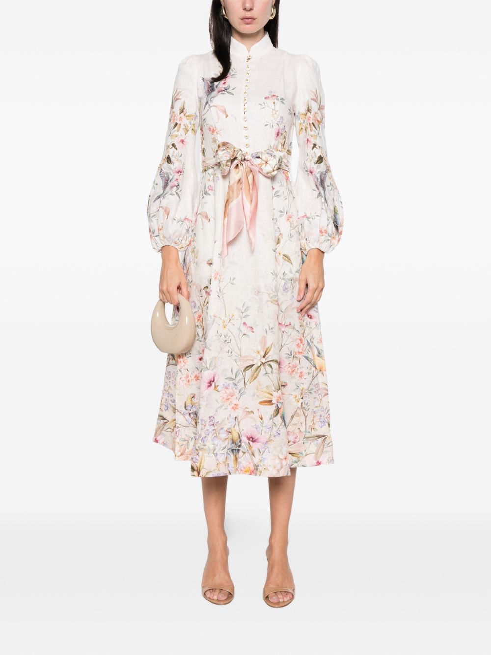 Zimmermann Rebellion Printed Midi Dress Beige
