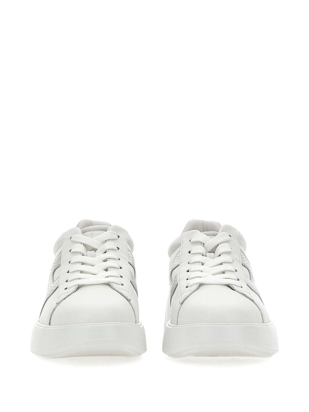 Hogan Rebel Wavy Leather Sneakers Silver