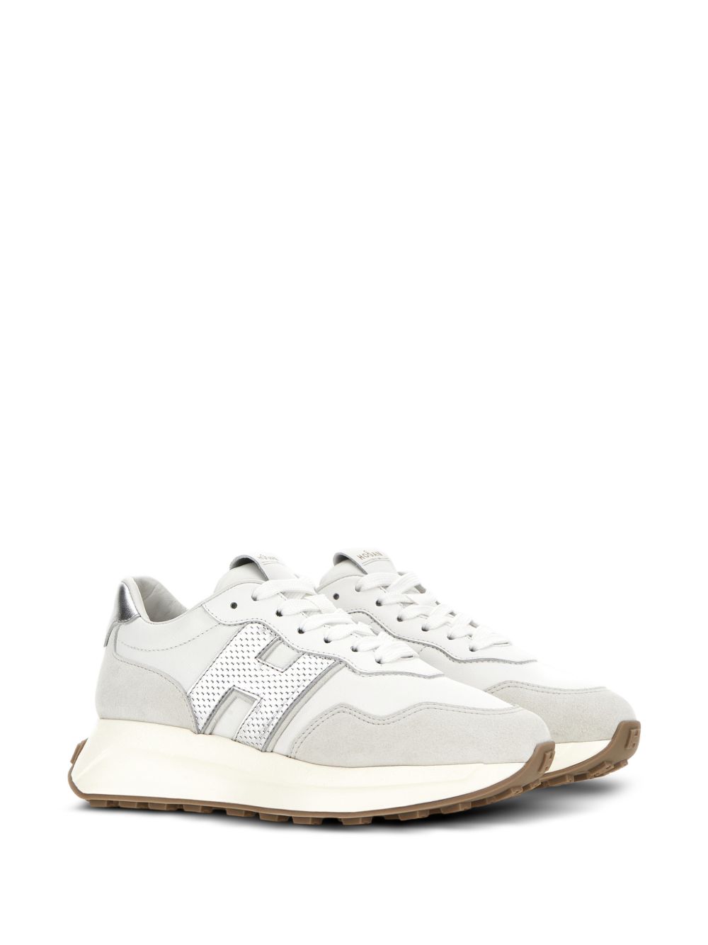 Hogan H641 Leather Low-Top Sneakers Silver