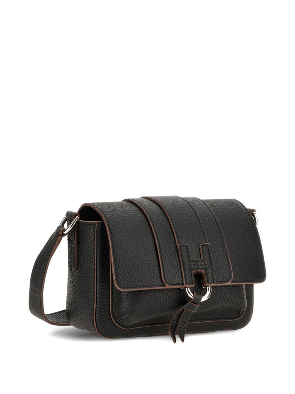 Hogan Grained Leather Crossbody Bag Black