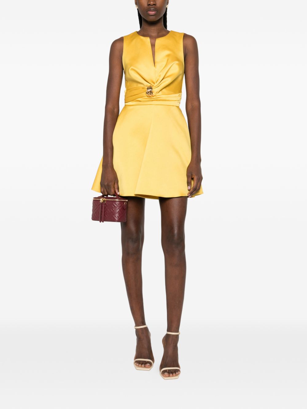 Elisabetta Franchi Gathered Sleeveless Mini Dress Yellow