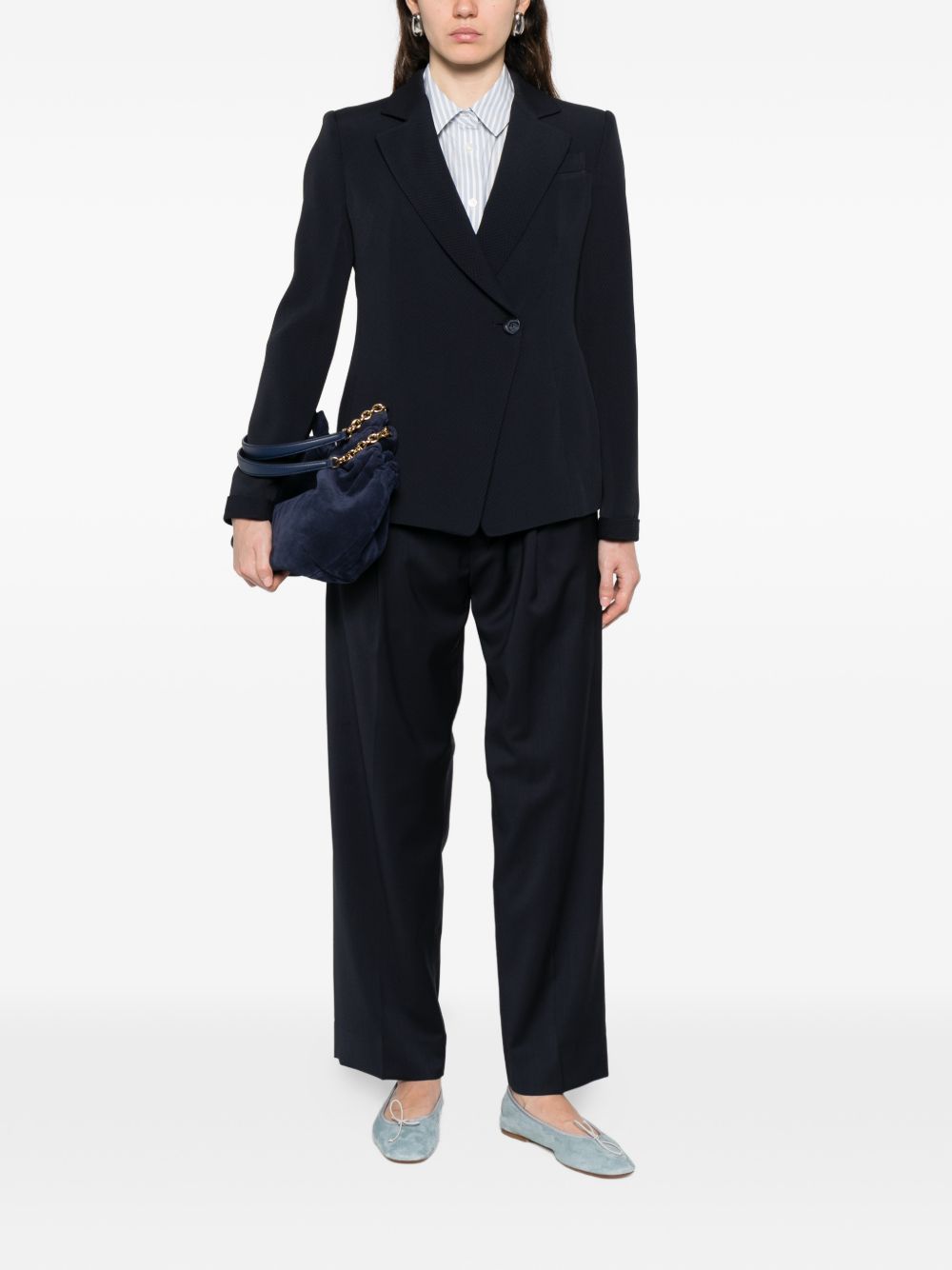 Emporio Armani Double-Breasted Viscose Blazer Blue