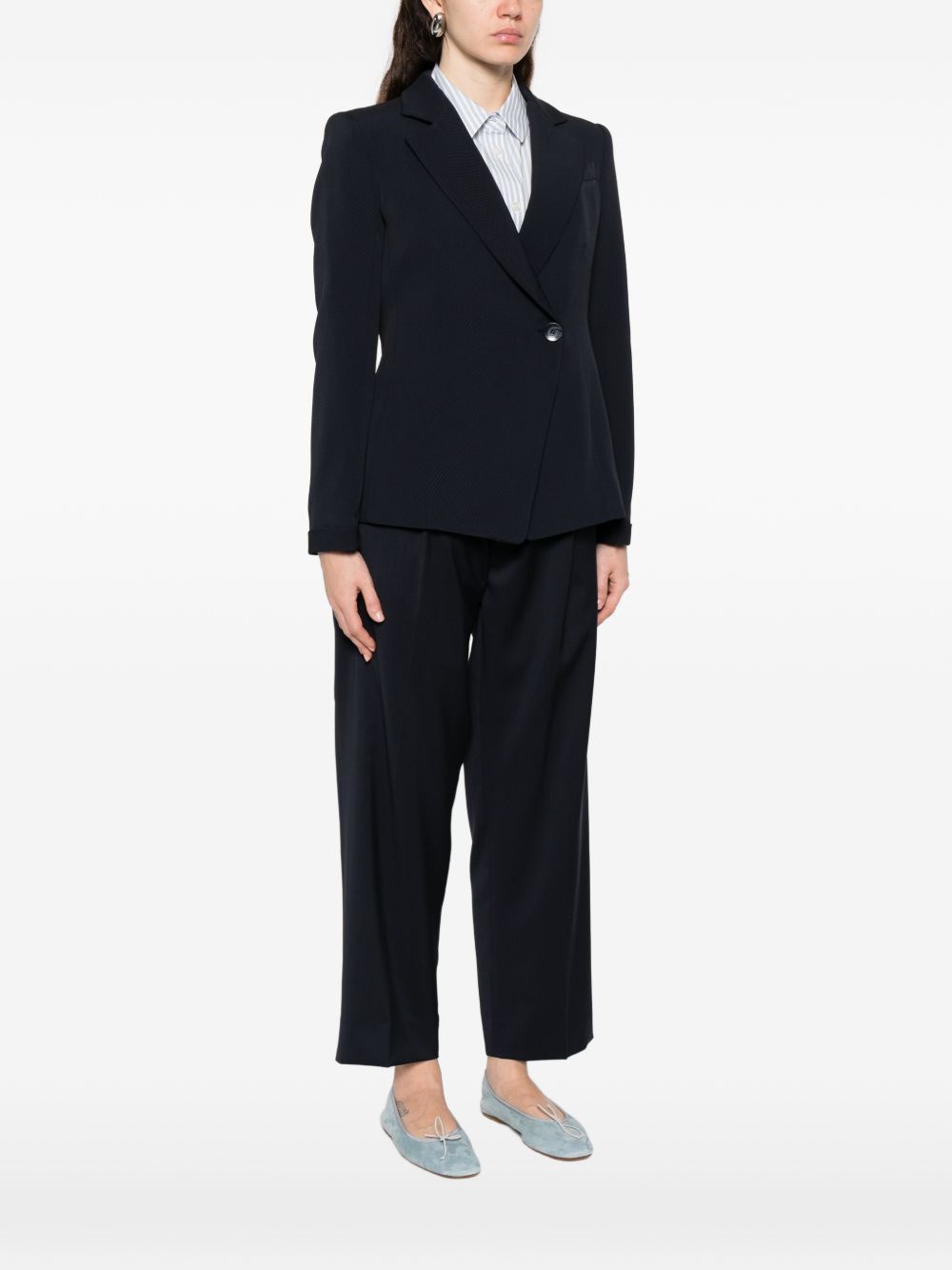 Emporio Armani Double-Breasted Viscose Blazer Blue
