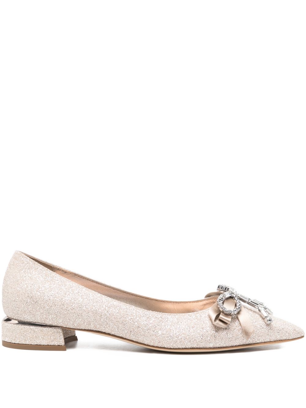 Jimmy Choo Auria Crystal Bow Ballet Flats Golden golden