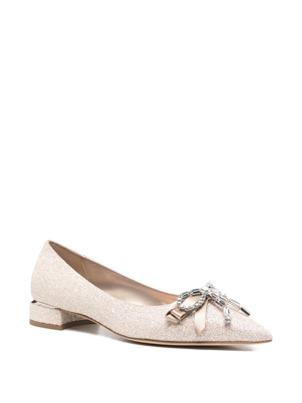Jimmy Choo Auria Crystal Bow Ballet Flats Golden golden