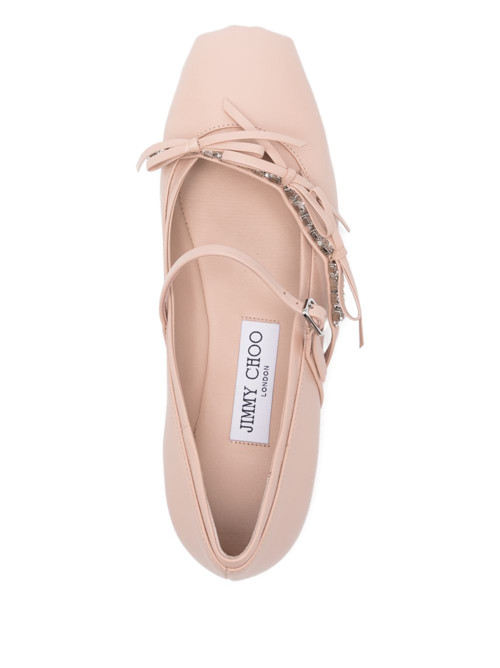Jimmy Choo Crystal Embellished Ballet Flats Powder