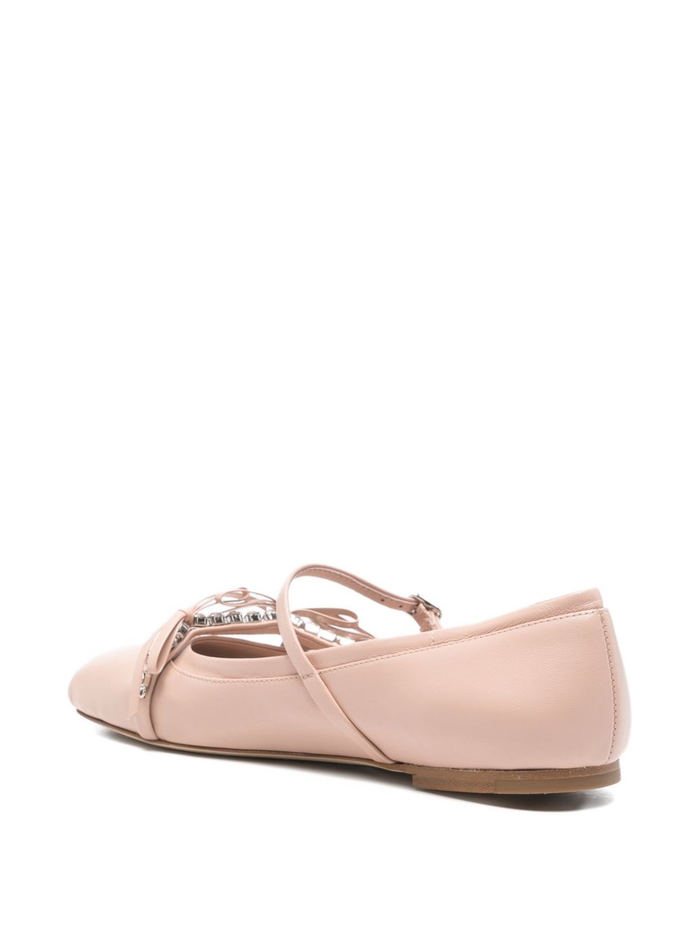 Jimmy Choo Crystal Embellished Ballet Flats Powder