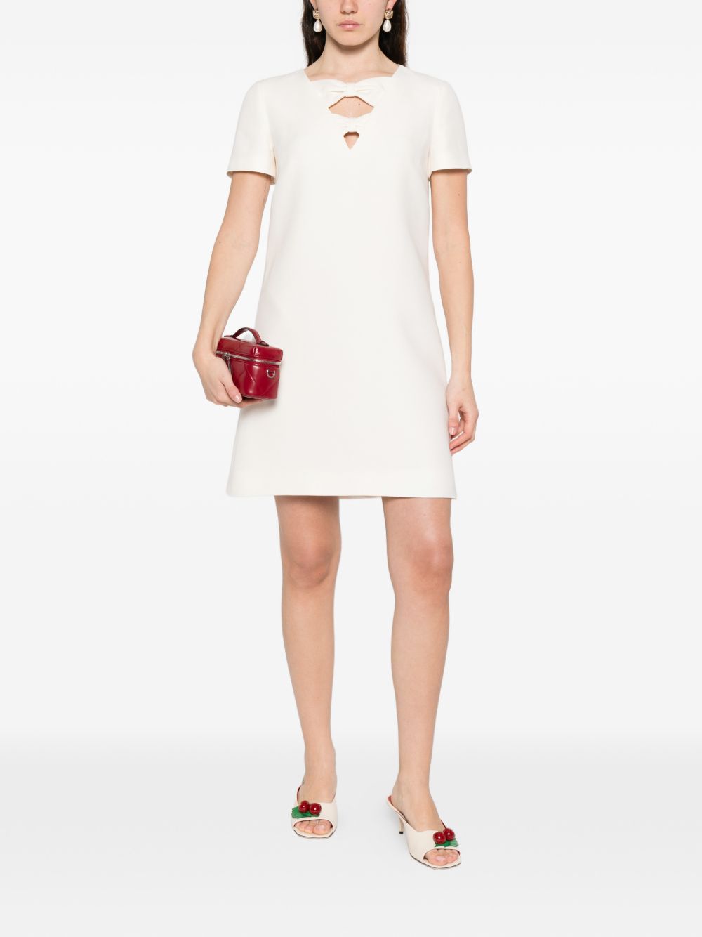Valentino Short Wool Silk Dress Ivory ivory