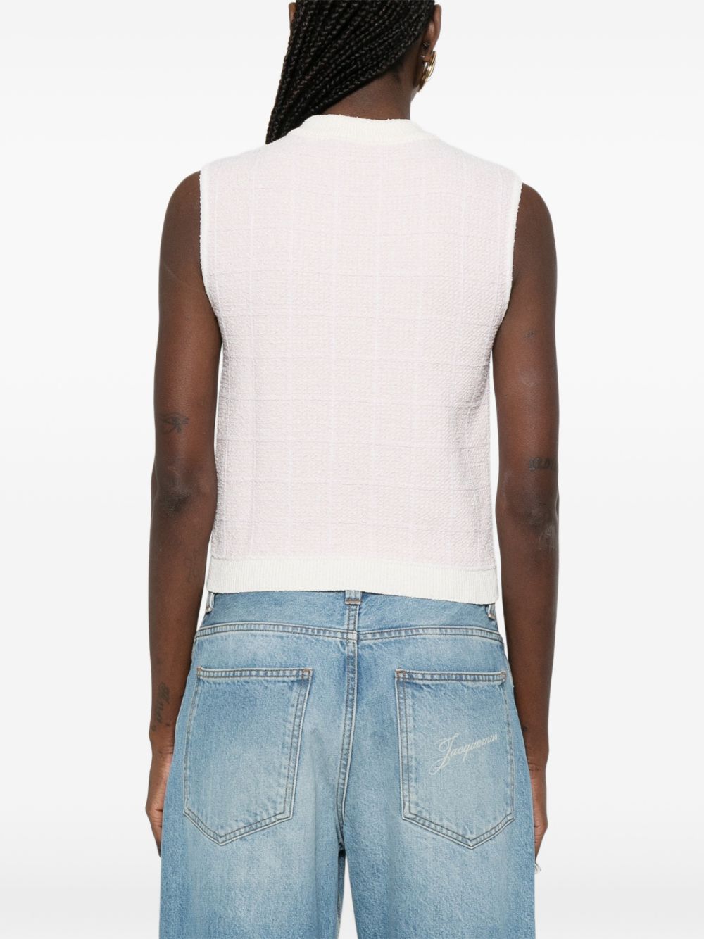 Balmain Textured Tweed Tank Top Pink pink