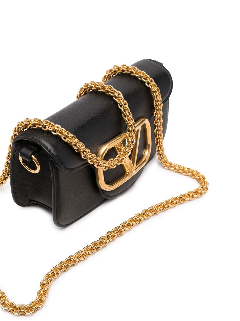 Valentino Garavani Locò Small Leather Shoulder Bag Black