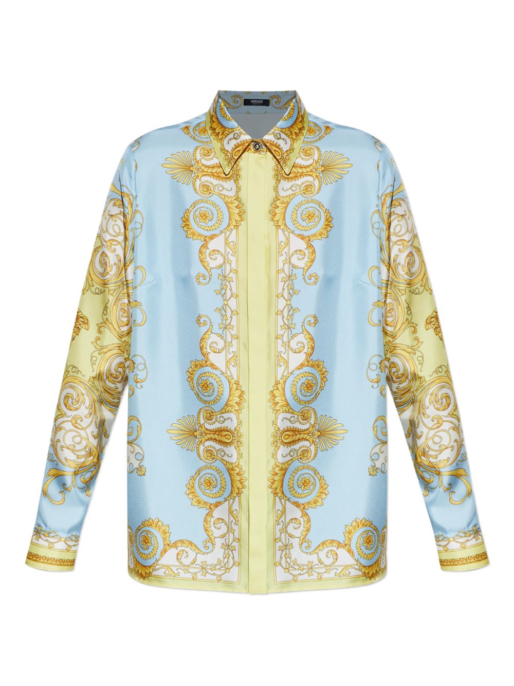 Versace Baroque Silk Shirt Clear Blue clear blue