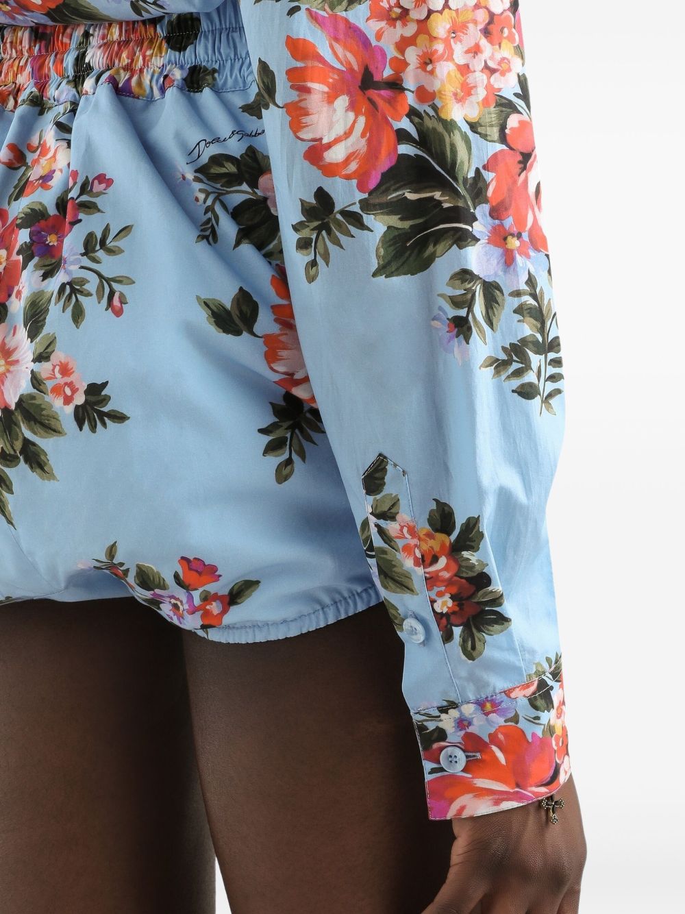 Dolce & Gabbana Floral Cotton Shirt Clear Blue