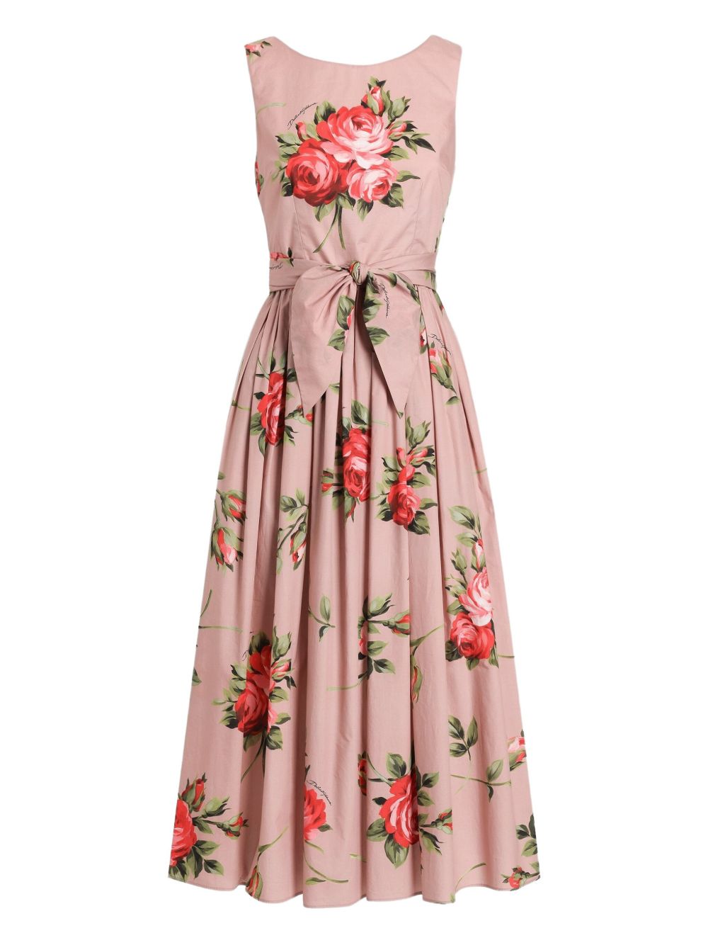 Dolce & Gabbana Rose Bouquet Print Long Dress Pink