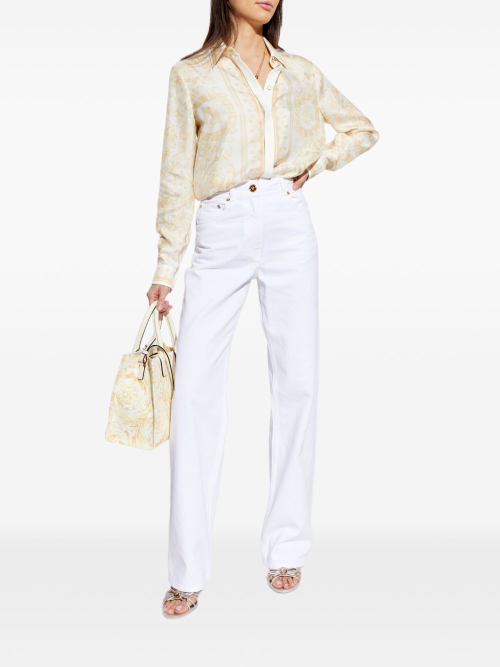 Versace Barocco Silk Shirt Golden