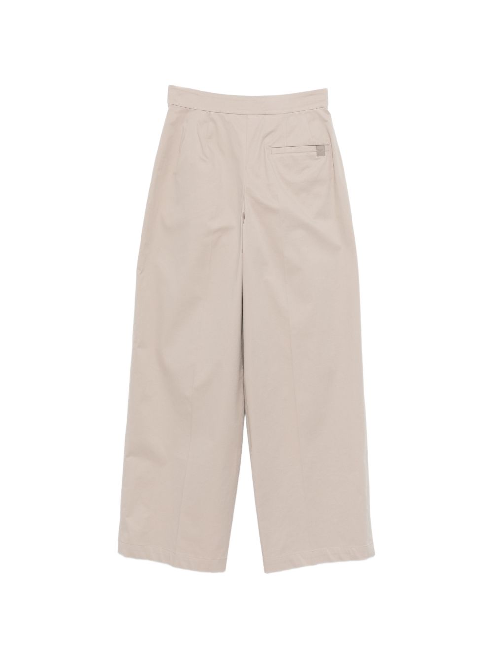 Emporio Armani Wide Leg Cotton Trousers Beige