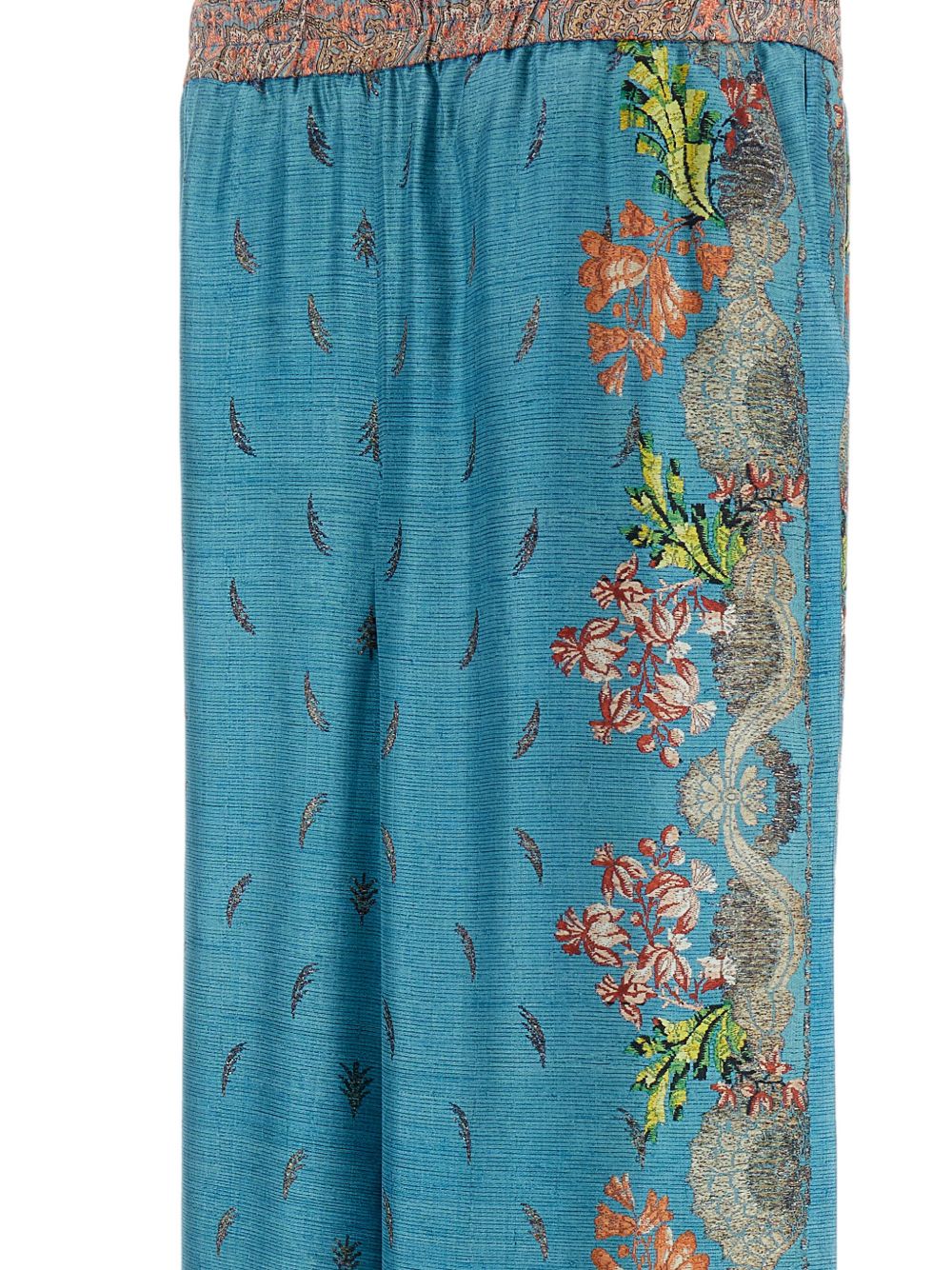 Pierre Louis Mascia Floral Silk Trousers Printed Clear Blue clear blue
