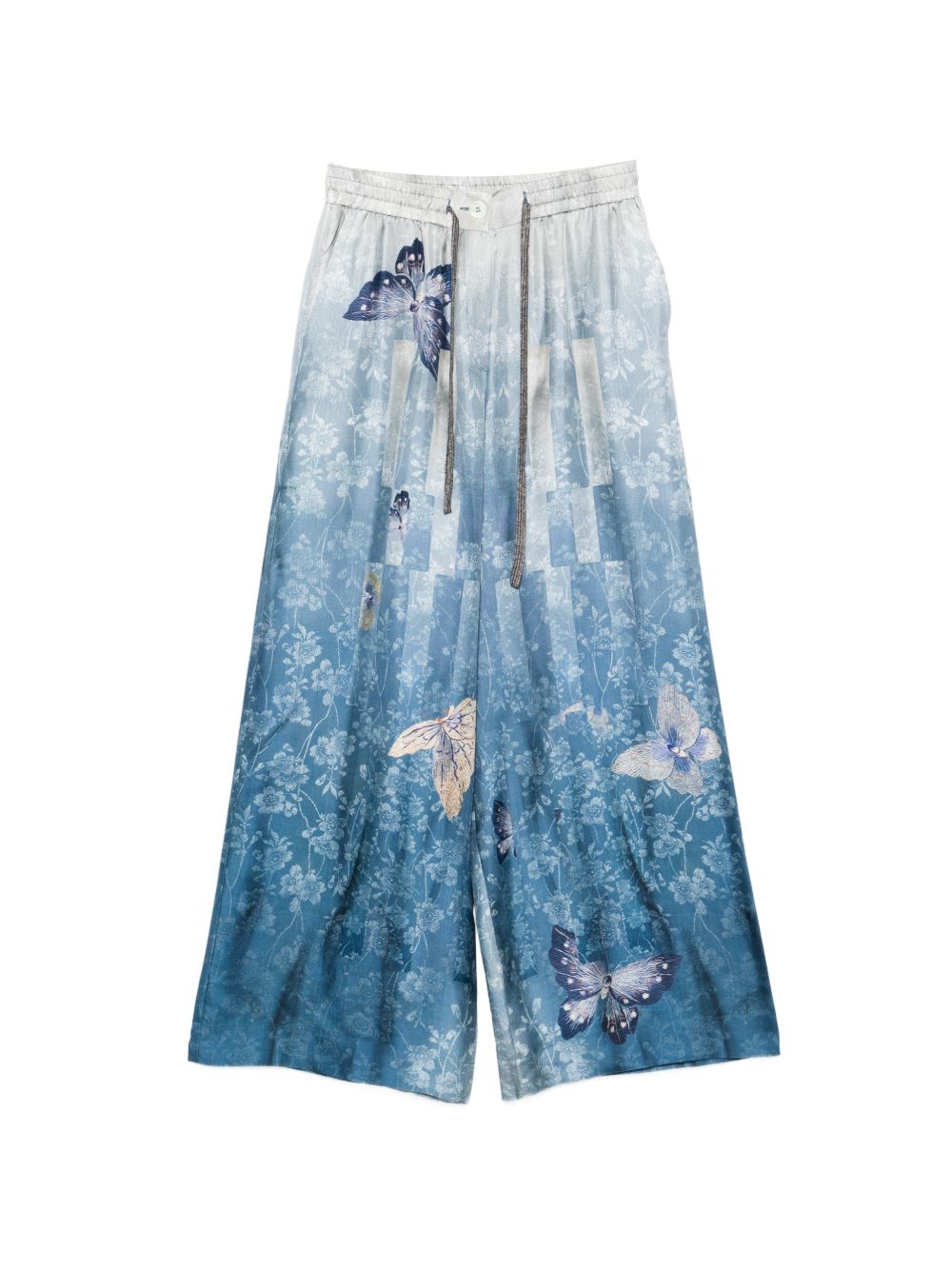 Pierre Louis Mascia Printed Silk Trousers Clear Blue