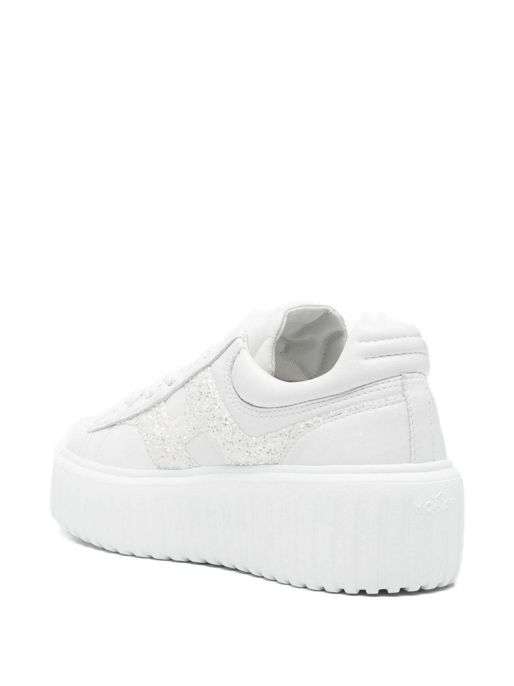 Hogan Platform Glitter Leather Sneakers White