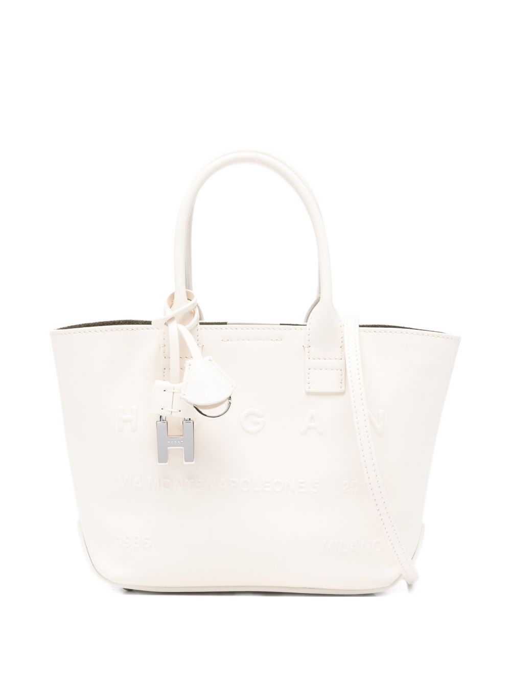 Hogan Mini Leather Tote Bag White