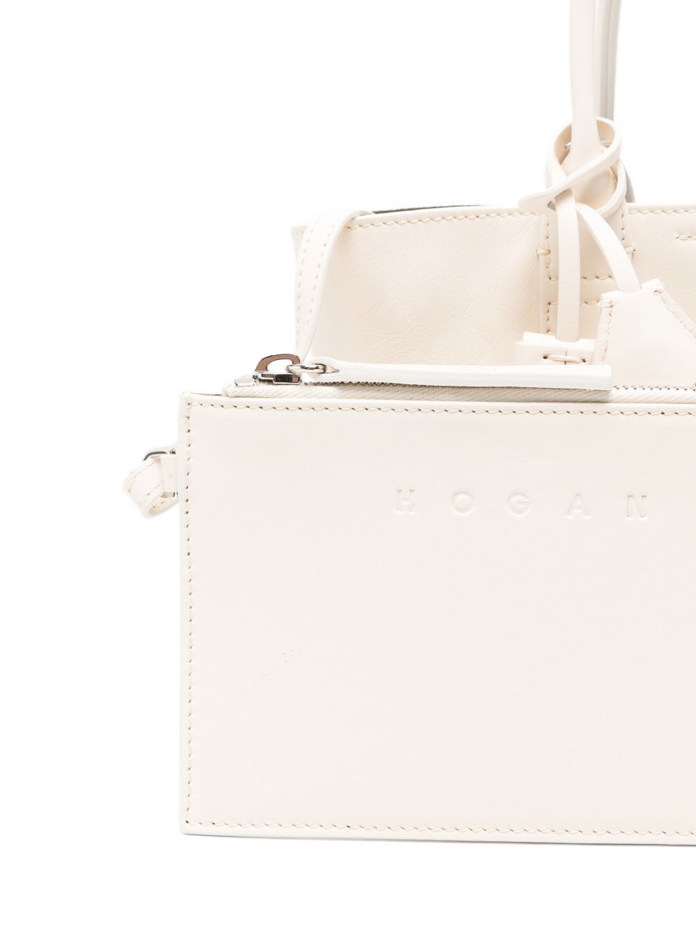 Hogan Mini Leather Tote Bag White